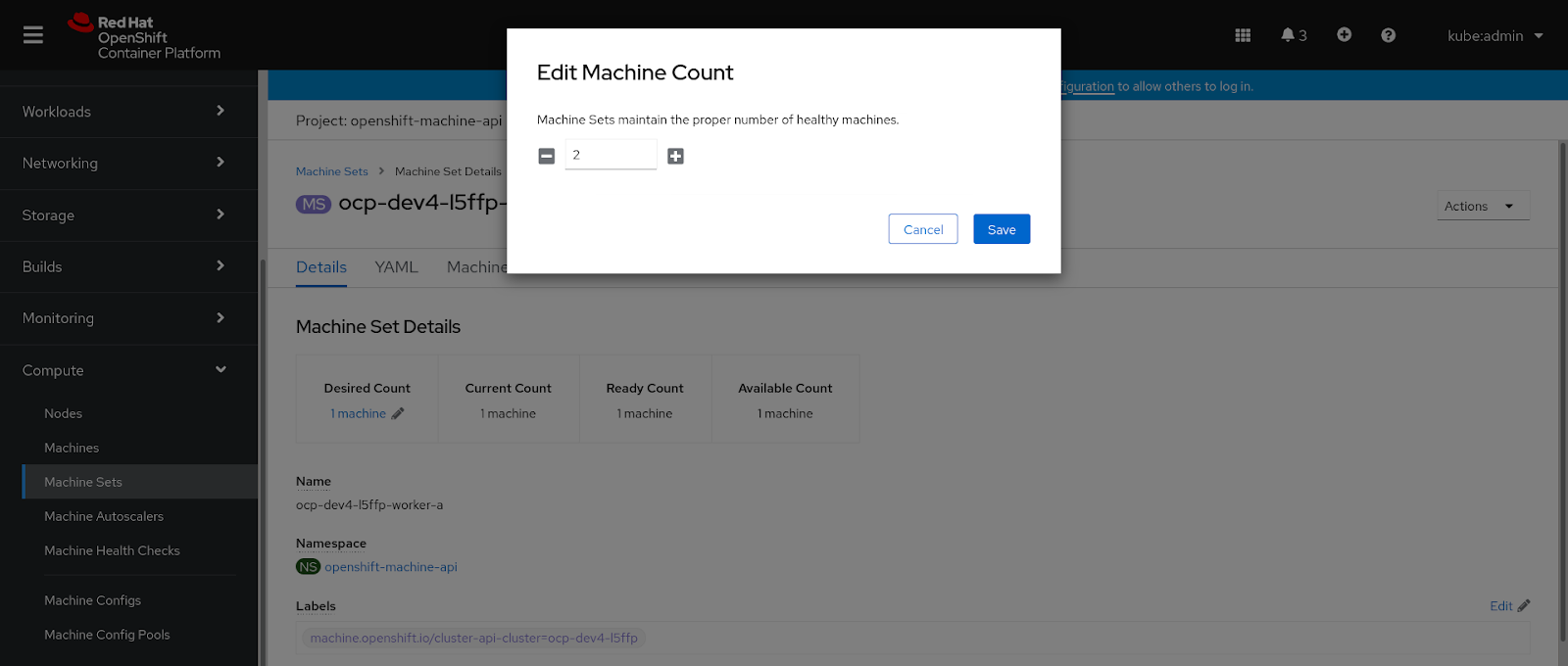 Edit Machine Count Edit Machine Count