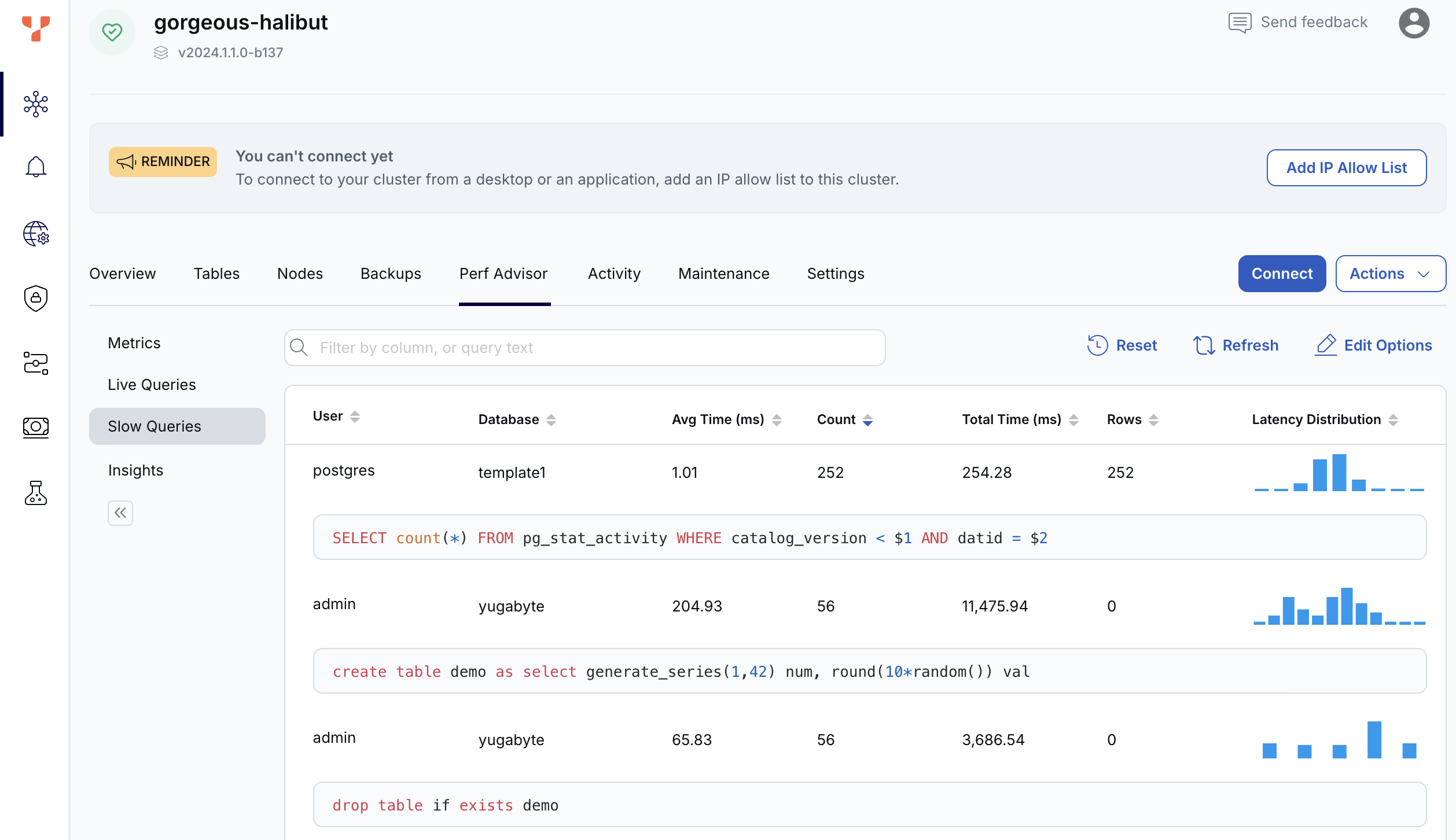 Cluster Slow Queries