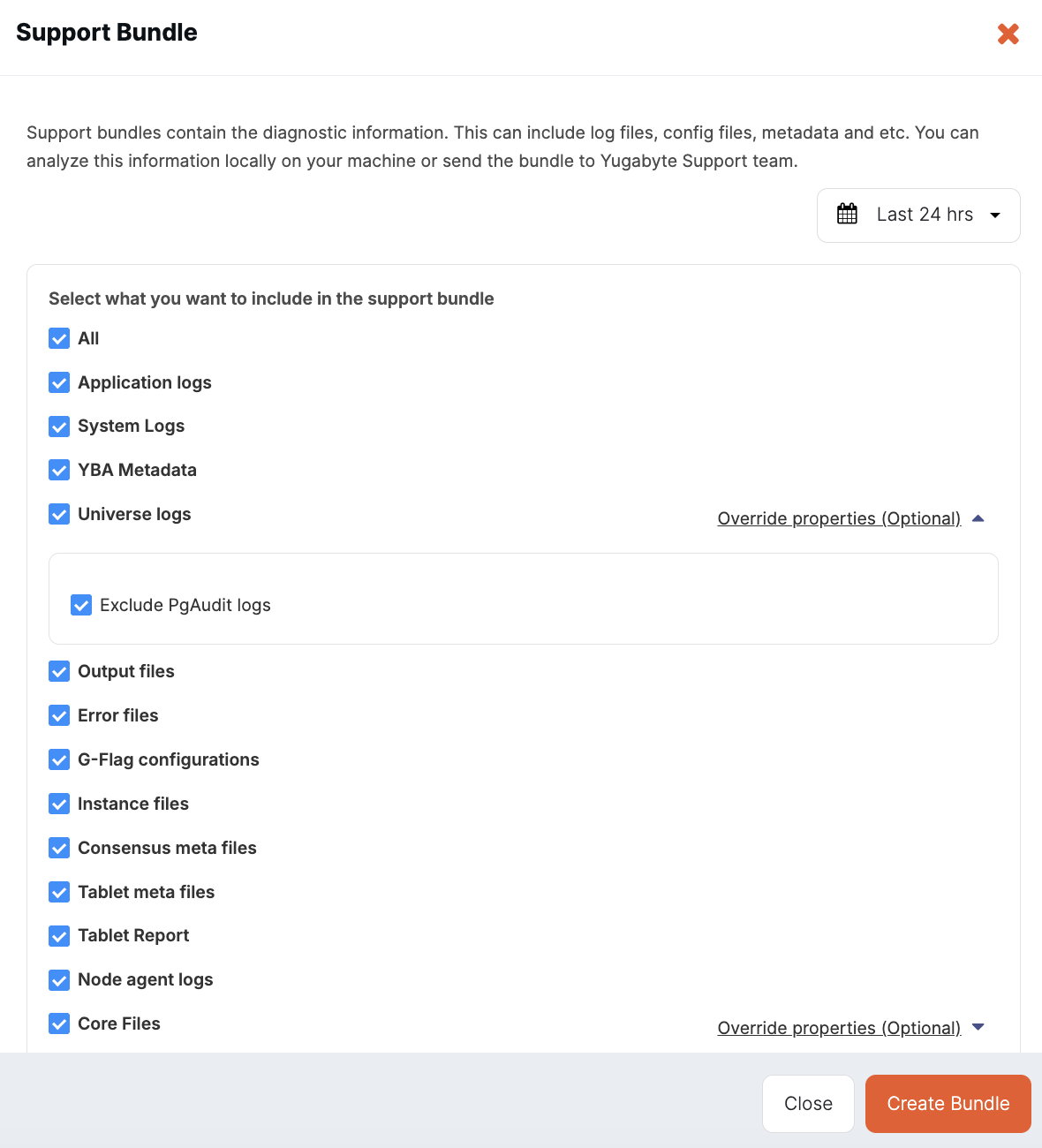 Create support bundle